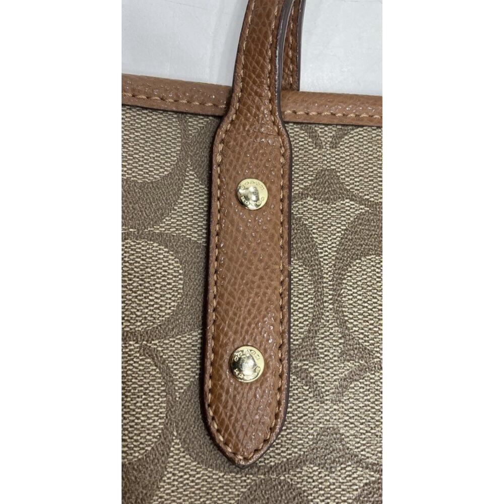 Coach Signature C City Tote Bag Brown Tan Leather Large Y2K Shoulder Purse - Picture 9 of 11